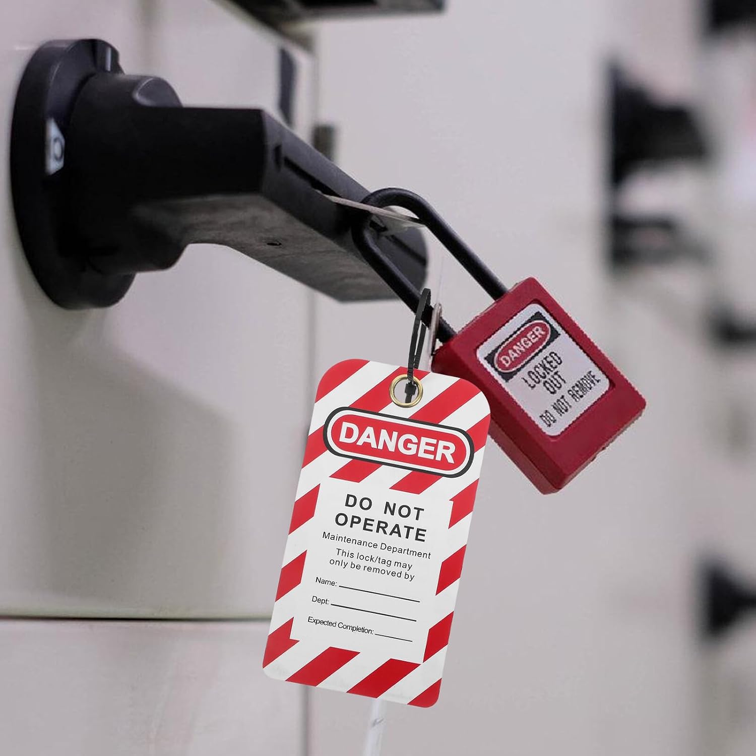 Warning Lockout Labels 10pcs with Zip Ties, Do Not Operate Hanging Danger Tags for Equipment Repair and Maintenance Safety Compliance