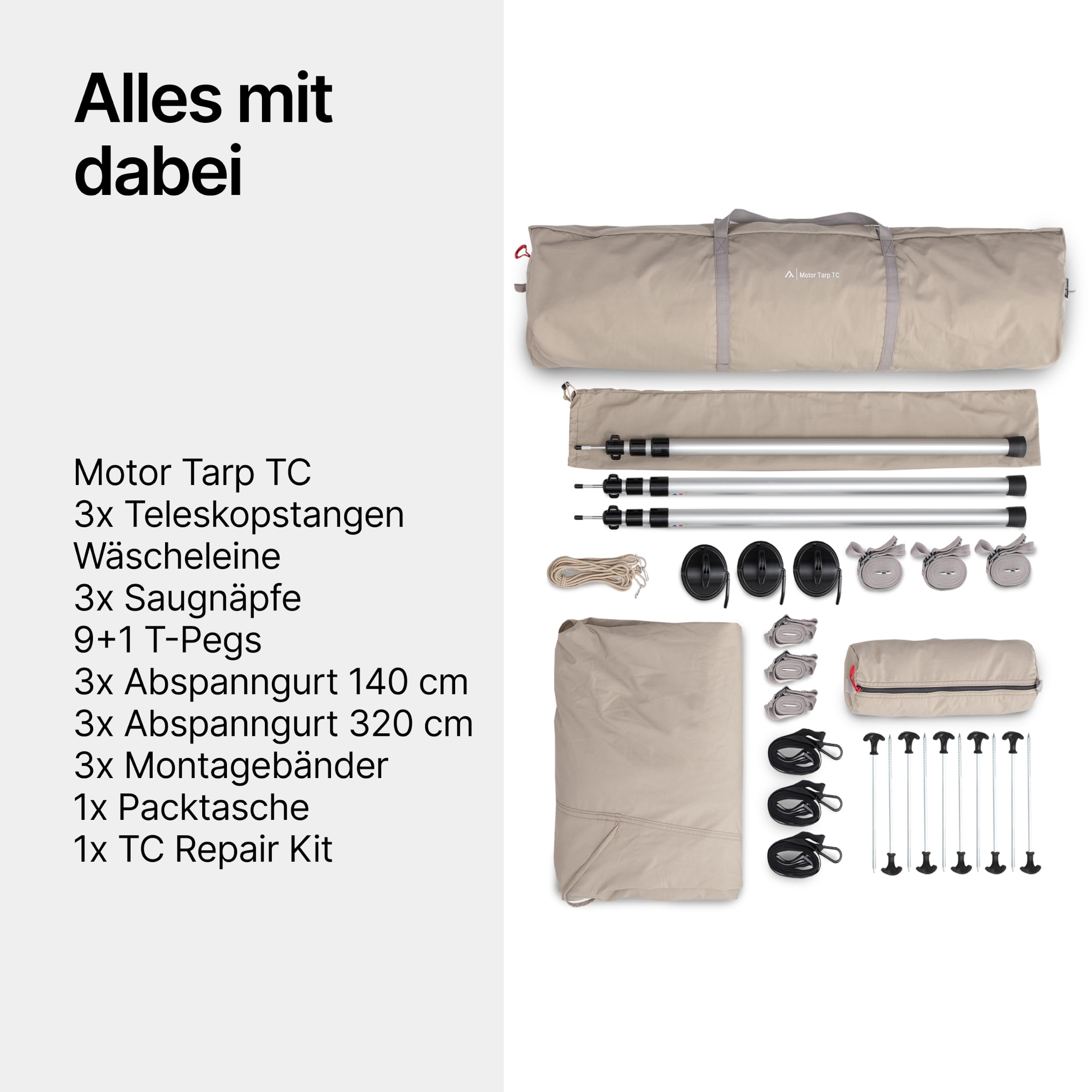 qeedo Motor Tarp TC Baumwoll-Sonnensegel für Bus und Auto mit Kederschiene und Saugnäpfen