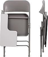 Vista 8 de EMMA + OLIVER Silla plegable de acero prémium con brazo para tableta para diestros