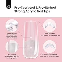 Vista 5 de Beetles Tipex - Uñas postizas con ápice instantáneo, 192 uñas, preconstruidas y pregrabadas, largas, cuadradas, fuertes y gruesas, uñas postizas a