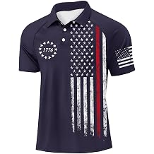 WENKOMG1 Men's 250th Independence Day America Flag Print Polo Shirts Moisture Wicking Athletic Golf Collar Shirt, S-3XL