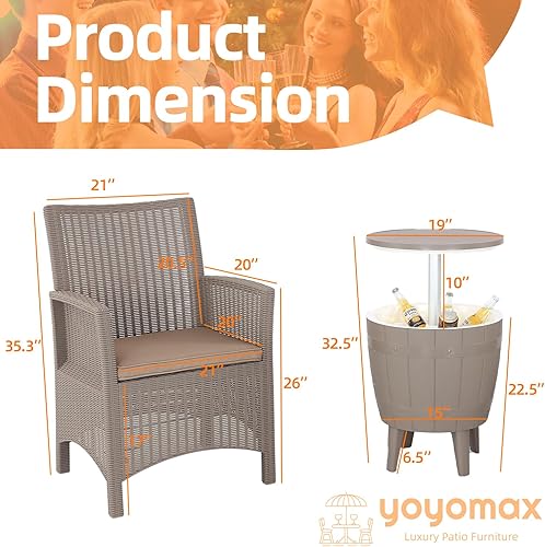 Miniatura 6 de yoyomax Juego de muebles de patio al aire libre de 2 piezas, color negro