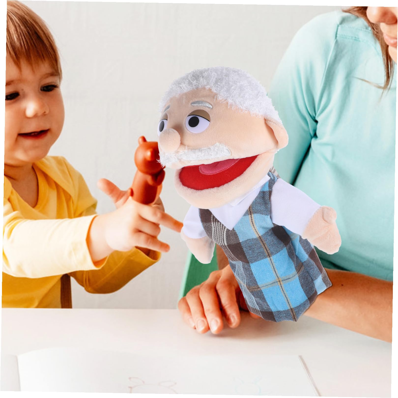 Marionetas de Mano Realistas 2 Piezas de Algodón PP | Abuelo y Abuela, para Niños y Niñas, Juego Educativo E Imaginación, Pack Doble