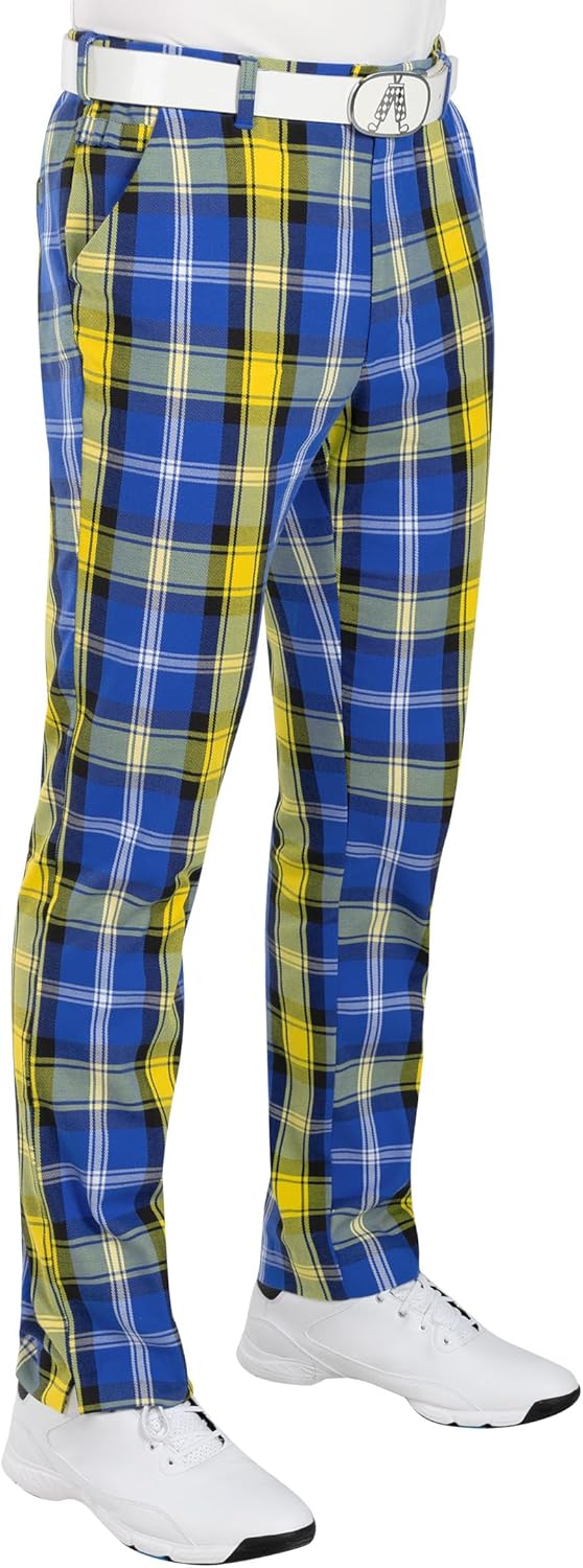 Royal & Awesome Mens Golf Pants, Golf Pants Men Relaxed Fit, Plaid Pants Men
