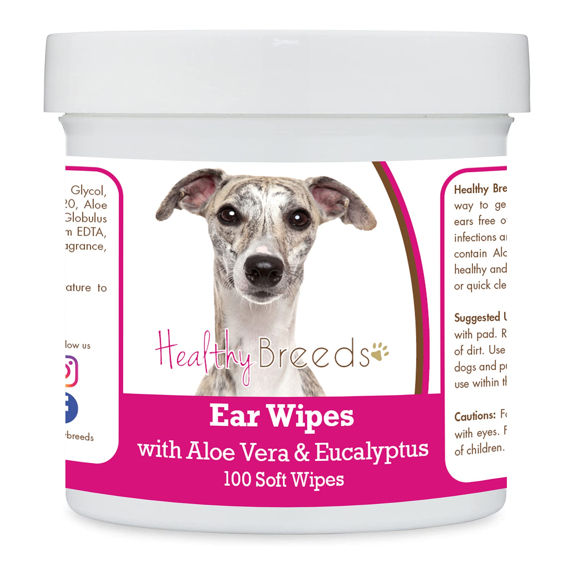 Healthy Breeds Whippet Ear Cleaning Wipes with Aloe &amp; Eucalyptus for Dogs 100 Count