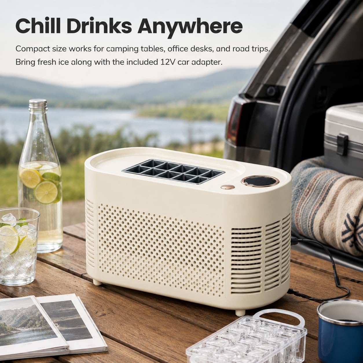 Mini macchina per il ghiaccio banco, 12 V CC, 10 cubetti in 10-15 minuti