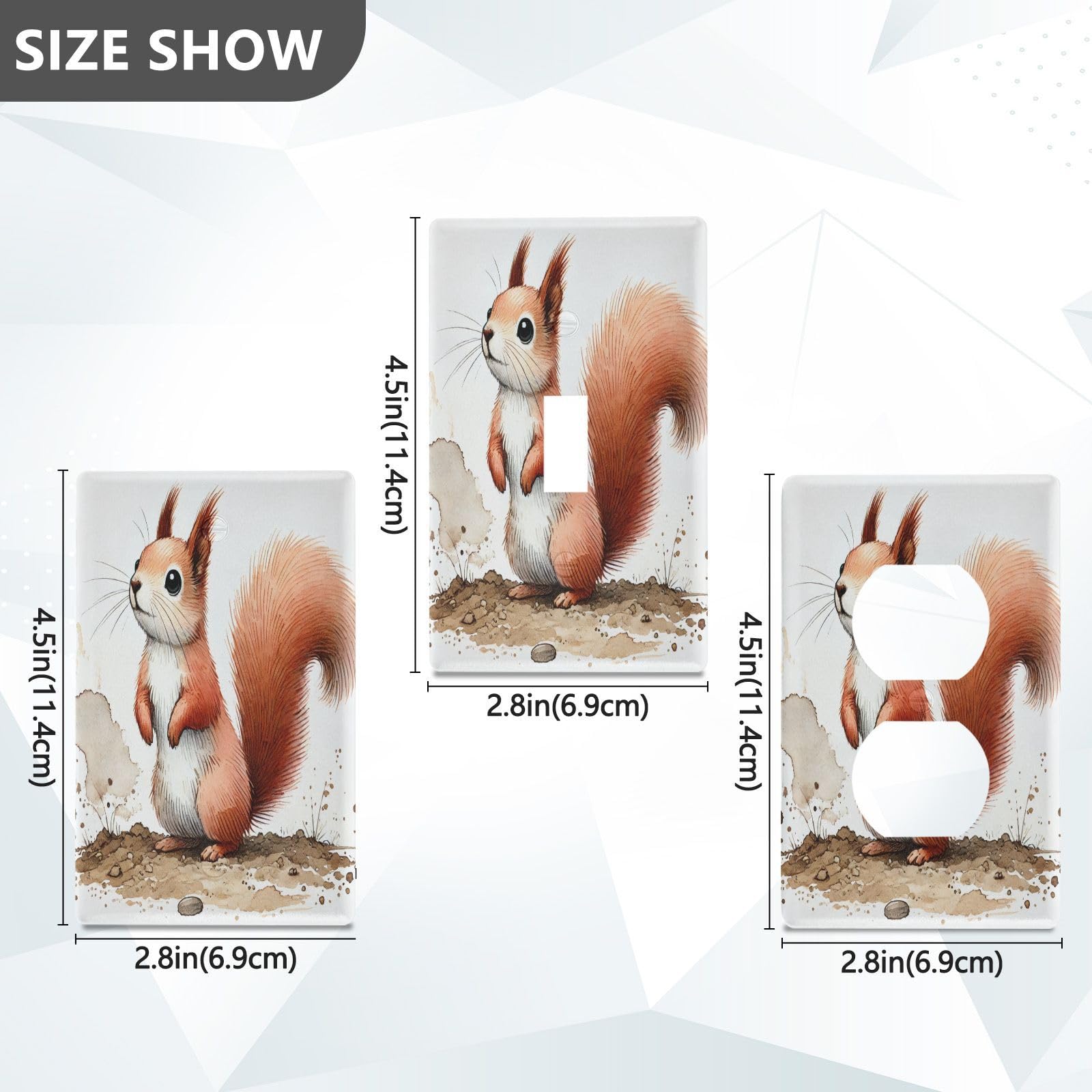 Squirrel White Light Switch Cover Decorative Receptacle Outlet Wall Plate Guard Plastic Wall Outlet Cover for Living Room Home Decor Kitchen (Duplex Outlets Cover)