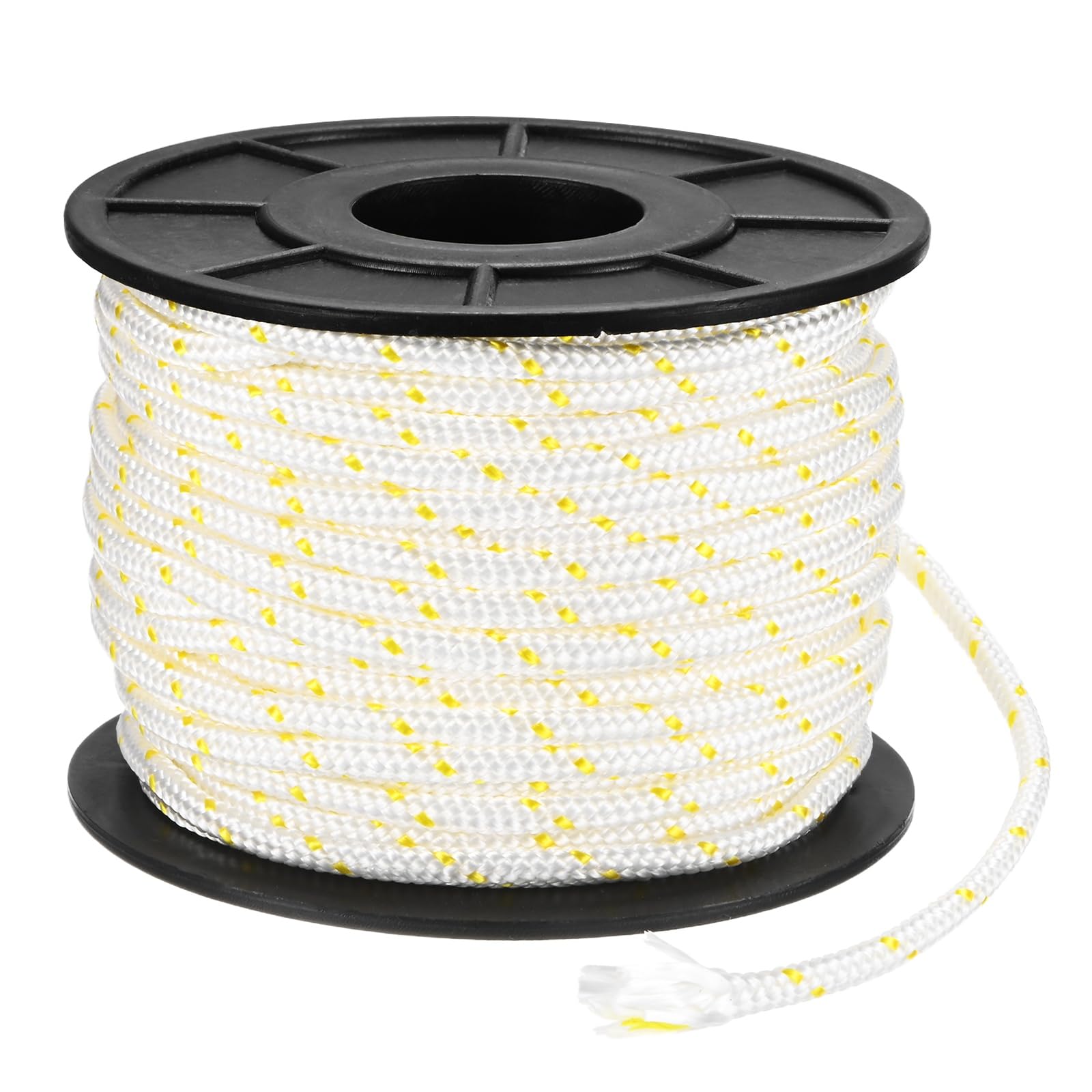 M METERXITY Recoil Starter Rope Pull Cord 5mm 30m Pull Starter Rope Nylon Pull Cord Pull Starter Rope for Mower/Chain Saw/Trimmer/Brush Cutter [White Yellow]