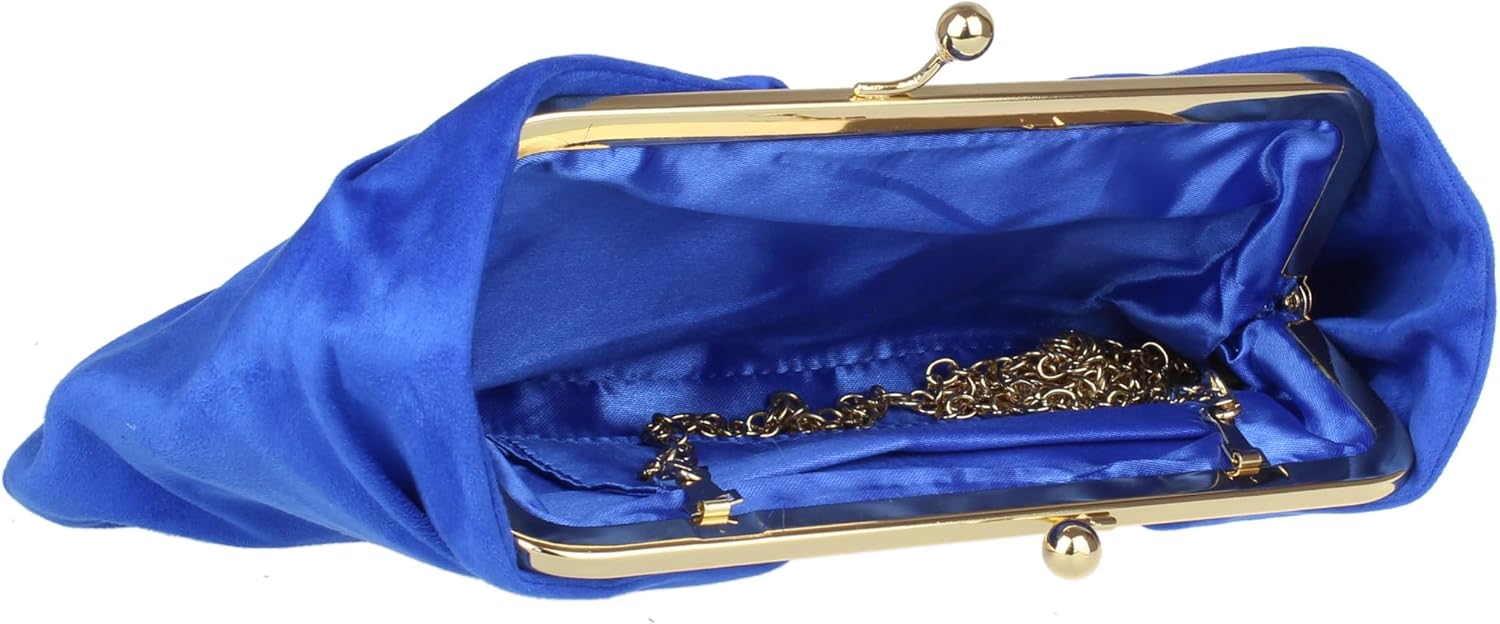 Girly HandBags Womens Faux Suede Bow Shape Diamante Clutch Bag