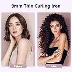 3/8 pouce petite baguette de fer de curling pour court & Cheveux longs, Céramique Petit Barrel Curling Fer Tiny Curling Wand avec température réglable, Inclure Gants résistant à la chaleur
