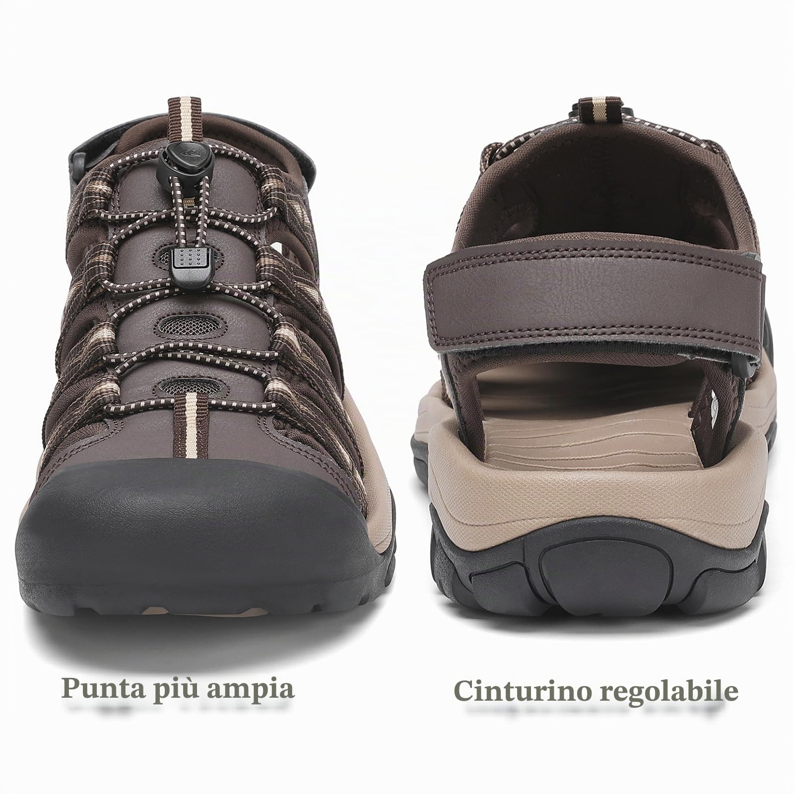 FLARUT Sandali Uomo Estivi all'aperto da Trekking Sportivi Punta Chiusa Scarpe Spiaggia Corsa Casual(Caffè Beige,41)
