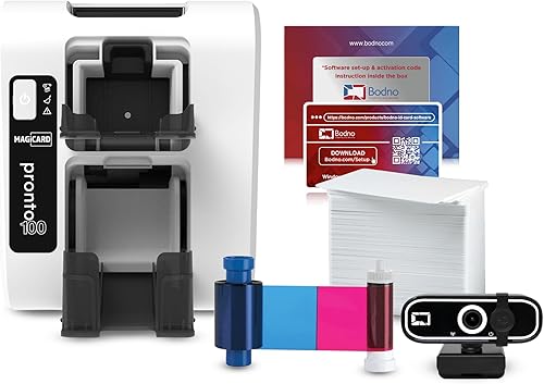 Bodno Magicard Pronto 100 Impresora de tarjetas de identificación y suministros completos Software de identificación y cámara - Edición Bronce