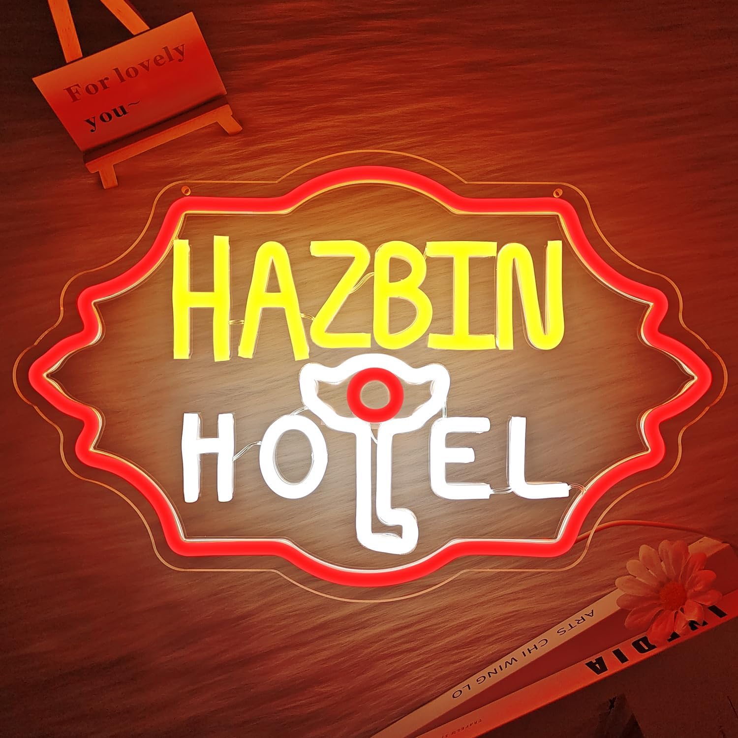 Hazbin Hotel Neon Signs for Wall Decor Dimmable Led Hazbin Hotel Light Signs Hazbin Anime Hotel Neon Signs for Game Art Room Coffee Bedroom,Hazbin Hotel Merch for Birthday Christmas Gift