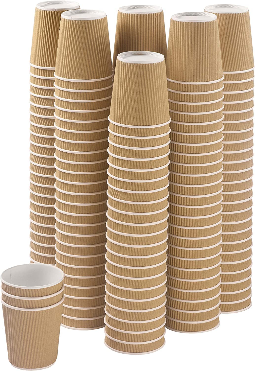 MNSA 6OZ / 180ML Pack of 100 Brown Insulated Ripple Paper Disposable Coffee Cups