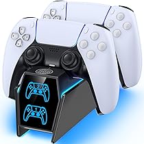 Tokluck Caricatore per PS5 Controller con Cavo, Base di Ricarica per P5 e P5 Edge, 2,5H Riarica per PS5 Controller Compatibile con PS 5 Edge, Kit Accessori per Playstation 5 (Nero)