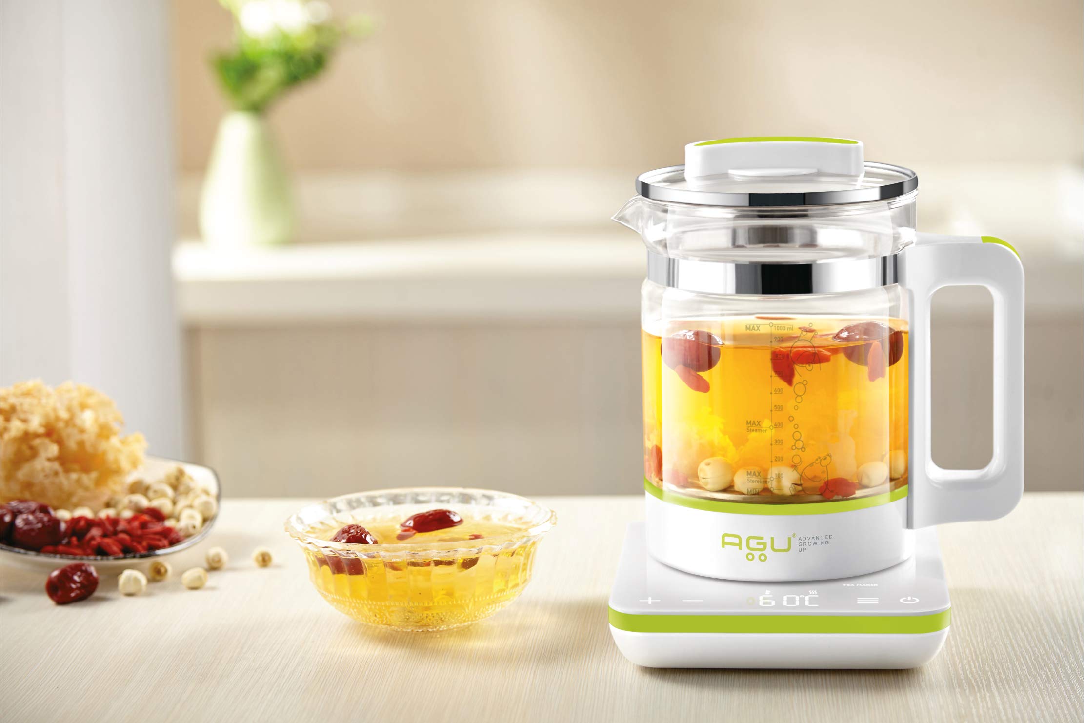 AGU Bubbly Digitaler 6-in-1-Flaschenwärmer - Wasserkocher, Flaschenwärmer, Warmhalter, Dampfgarer, Babynahrungszubereiter & Sterilisator in einem - Mit Temperatureinstellung - Schadstoff- & BPA-frei