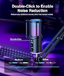 Gaming USB Microphone, Annulation de bruit Mic avec Mute,Ajustement de Mic-réverbère de bras de boum, Surveillance pour le streaming, Podcasting, Discord, YouTube,PC, Ordinateur, PS4, PS5, Mac