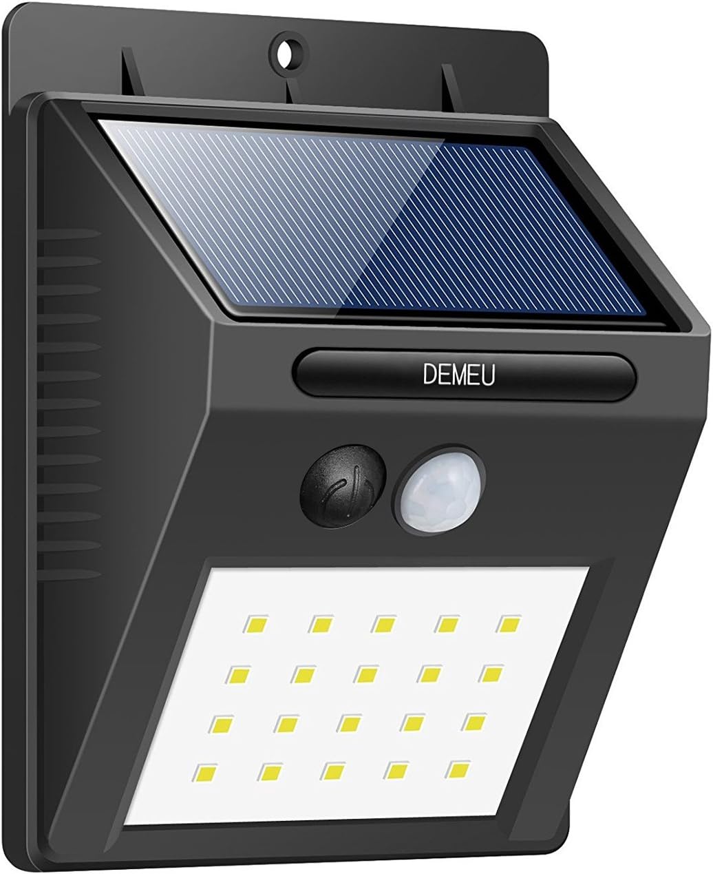 Solar Powered Wall Security Lights, DEMEU Home Motion Sensor Lights Outdoor Waterproof Brightest Lights with Wide Angle Lighting, Wireless 20 LED Solar Lights with Solar Panel for Garden, Fence, Lawn, Patio, Pathway, Stairs, Step, Yard, Driveway, Shed, Torch and Garage