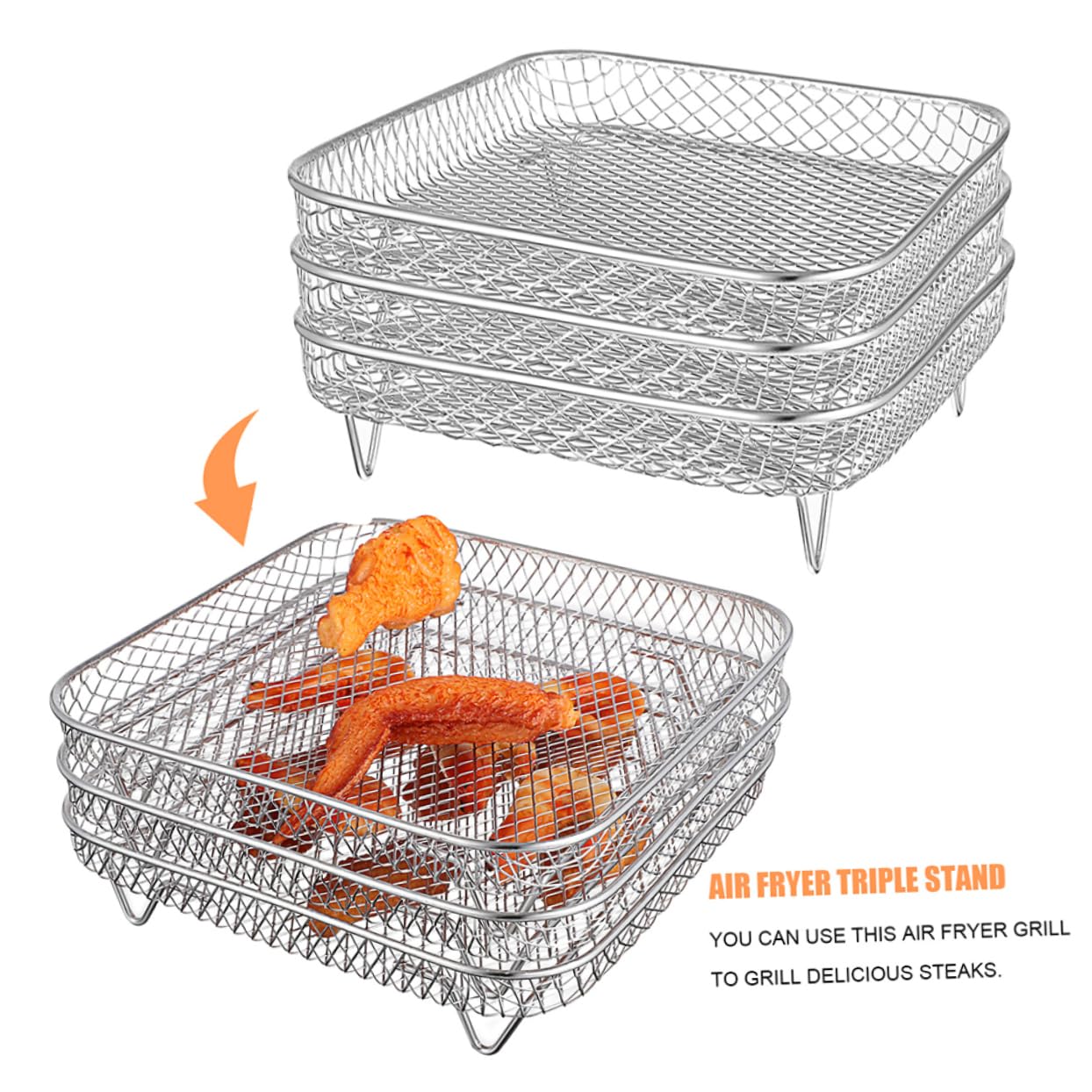 Healeved 3 Pezzi Accessori Per Friggitrice Ad Aria in Acciaio Resistenti Per Barbecue, Forno e Essiccazione Della Carne