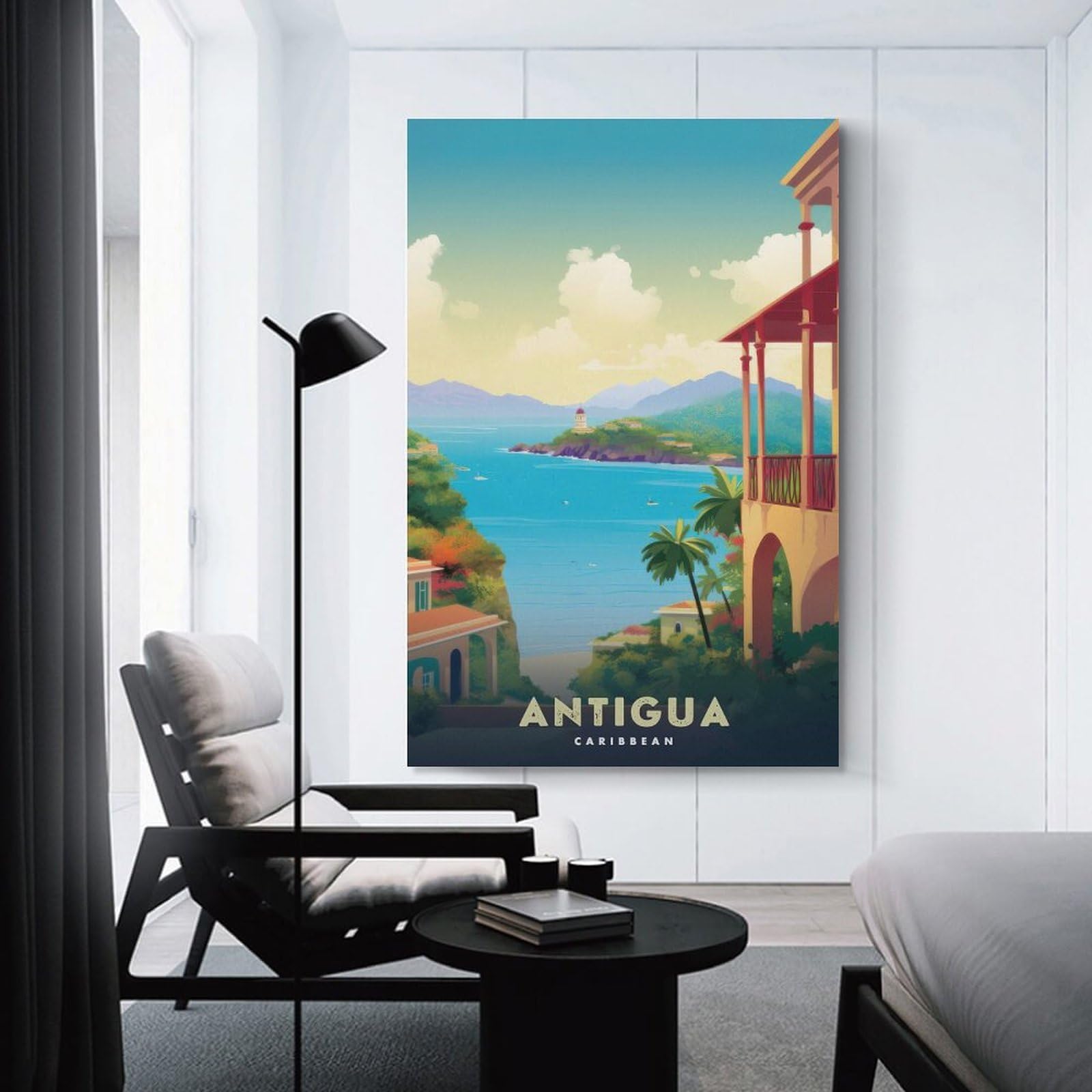 Junmoney Unframe-Style-20 Room Decor Wall Art Antigua Caribbean Travel, 24X36inch(60X90cm), For Home Lounge, Bedroom Or Reading Nook, Eye Catching Artwork For Blank Walls