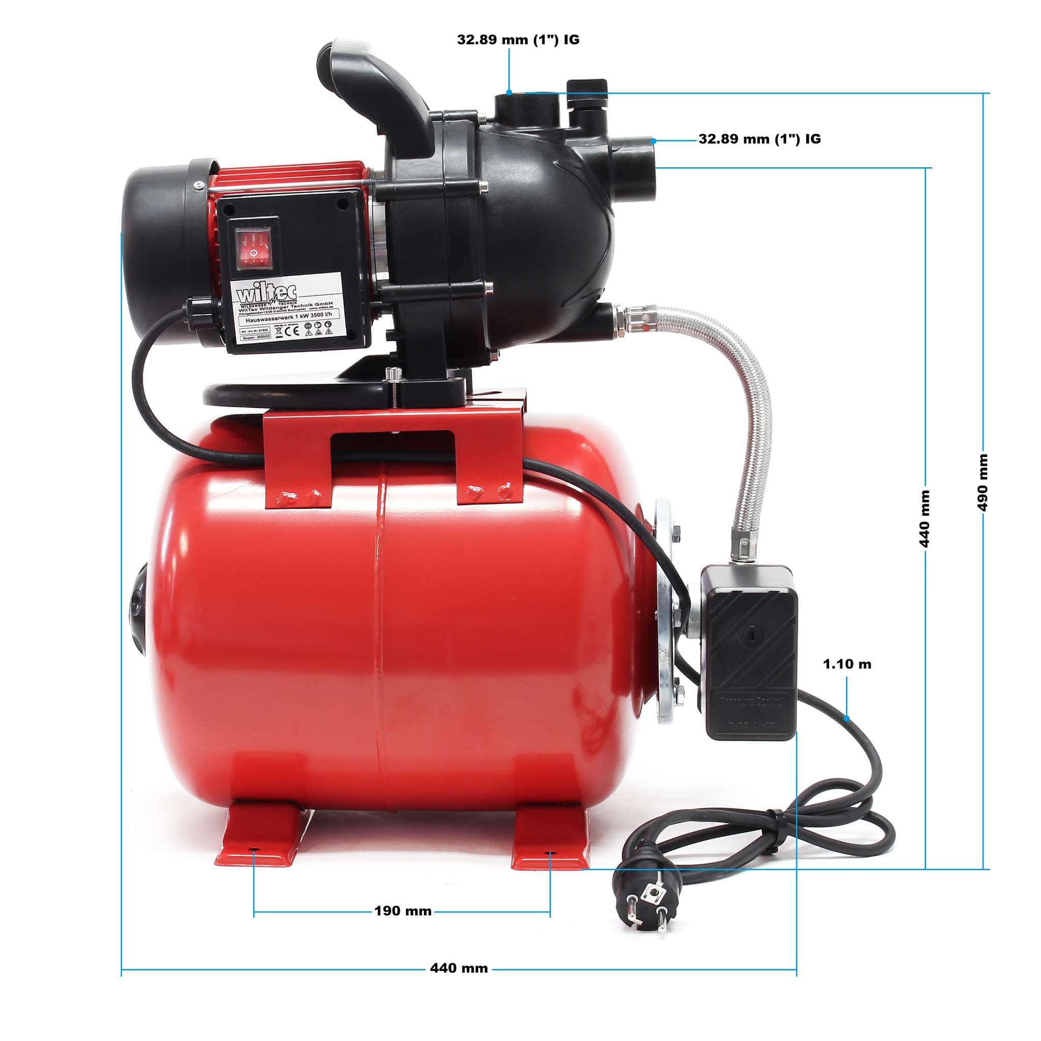 Wiltec pompa ogrodowa 1000W 3500l/h z wyłącznikiem ciśnieniowym i manometrem pompa wodna zbiornik ciśnieniowy zbiornik ciśnieniowy pompa irygacyjna pompa wody użytkowej pompa wody deszczowej wodociągi