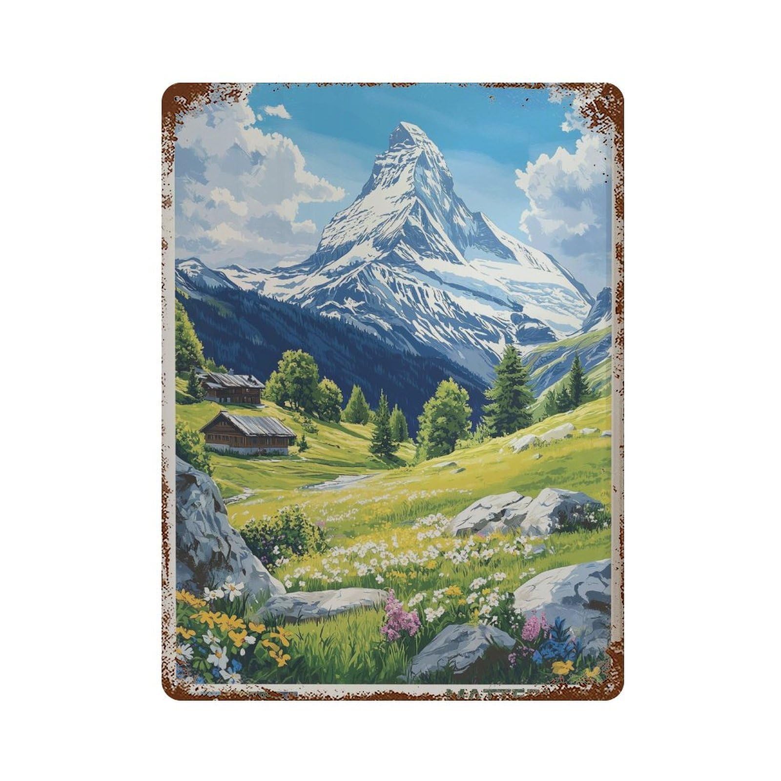 xiaoxiaoshen Matterhorn Travel Swiss Alps Wall Decor Art Metal Tin Poster Modern Home Decor Art Home Bar Shop Decorations Vintage Sign 40x30cm