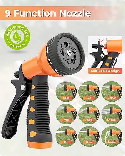 Miniatura 3 de Ayleid Carrete de manguera de jardín retráctil, 58 pulgadas x 100 pies, carrete de manguera montado en la pared, con boquilla rociadora de 9