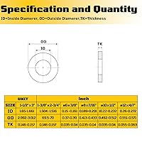 Vista 3 de Arandelas planas de 1-1/2 x 3 pulgadas, arandelas de guardabarros de acero inoxidable 304 para tornillos, arandelas metálicas para tornillos