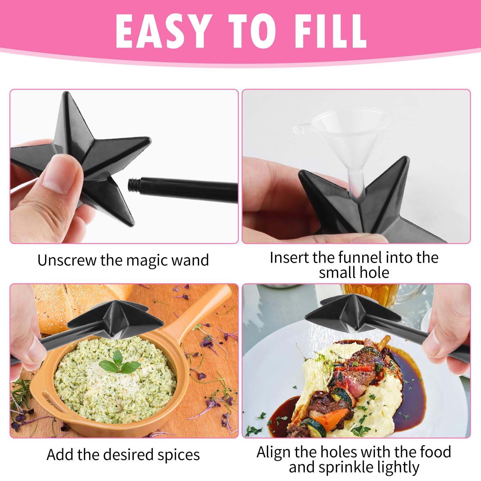 Set Di 4 Bacchette Magiche Per Sale E Pepe - Shaker A Forma Di Stella, Per Cucina Divertente E Creativa - Foto 9