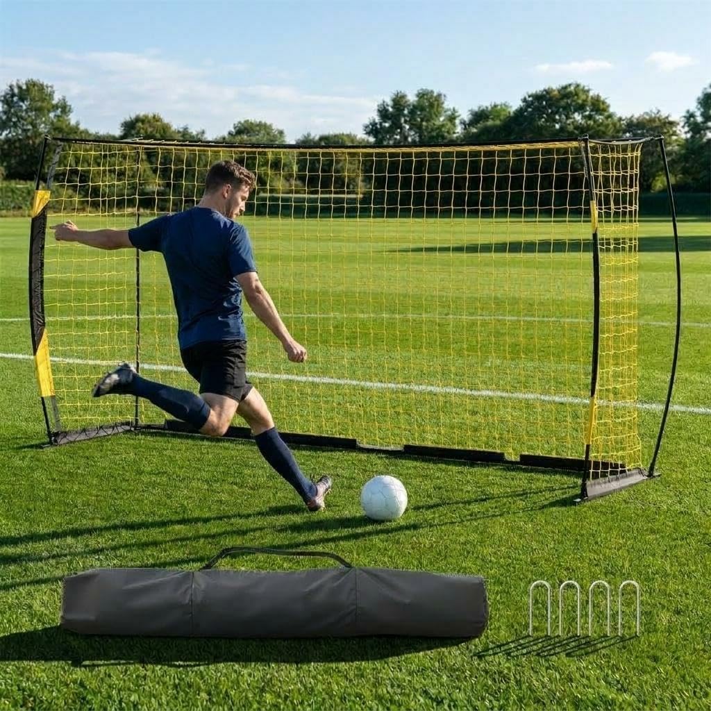 Soccer Goal 12x6 Ft for Backyard, Portable & Collapsible, Heavy Duty Metal Base, Quick Set Up Training Net, Weather-Resistant with Carry Bag for Outdoor & Indoor