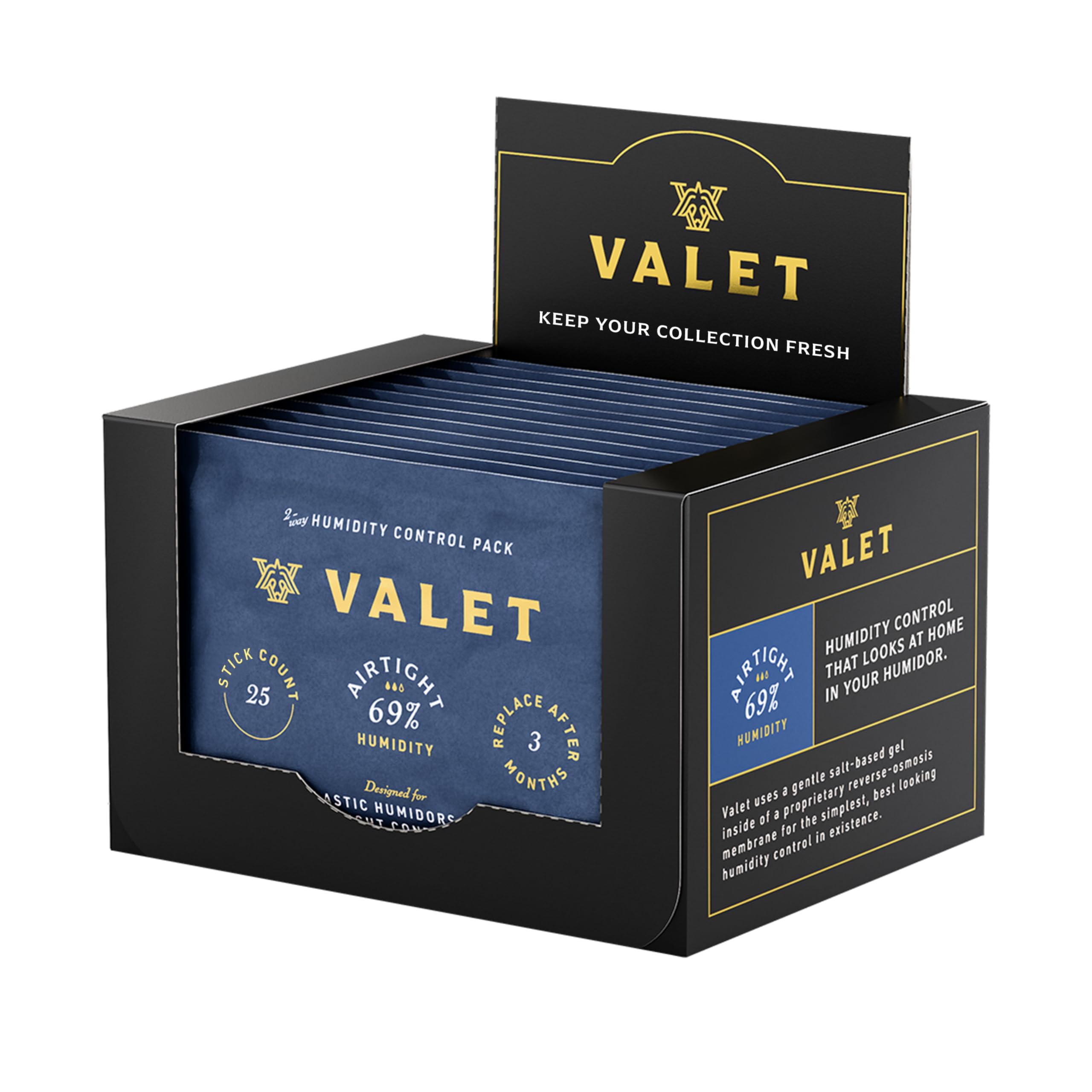 Amazon.com: Valet 69% Two-Way Humidity Packs for Plastic Containers,  12-Pack, 60g Each, Humidifier Pack Prevents Leaks and Controls Moisture  with Natural Craft Paper Design : Home & Kitchen