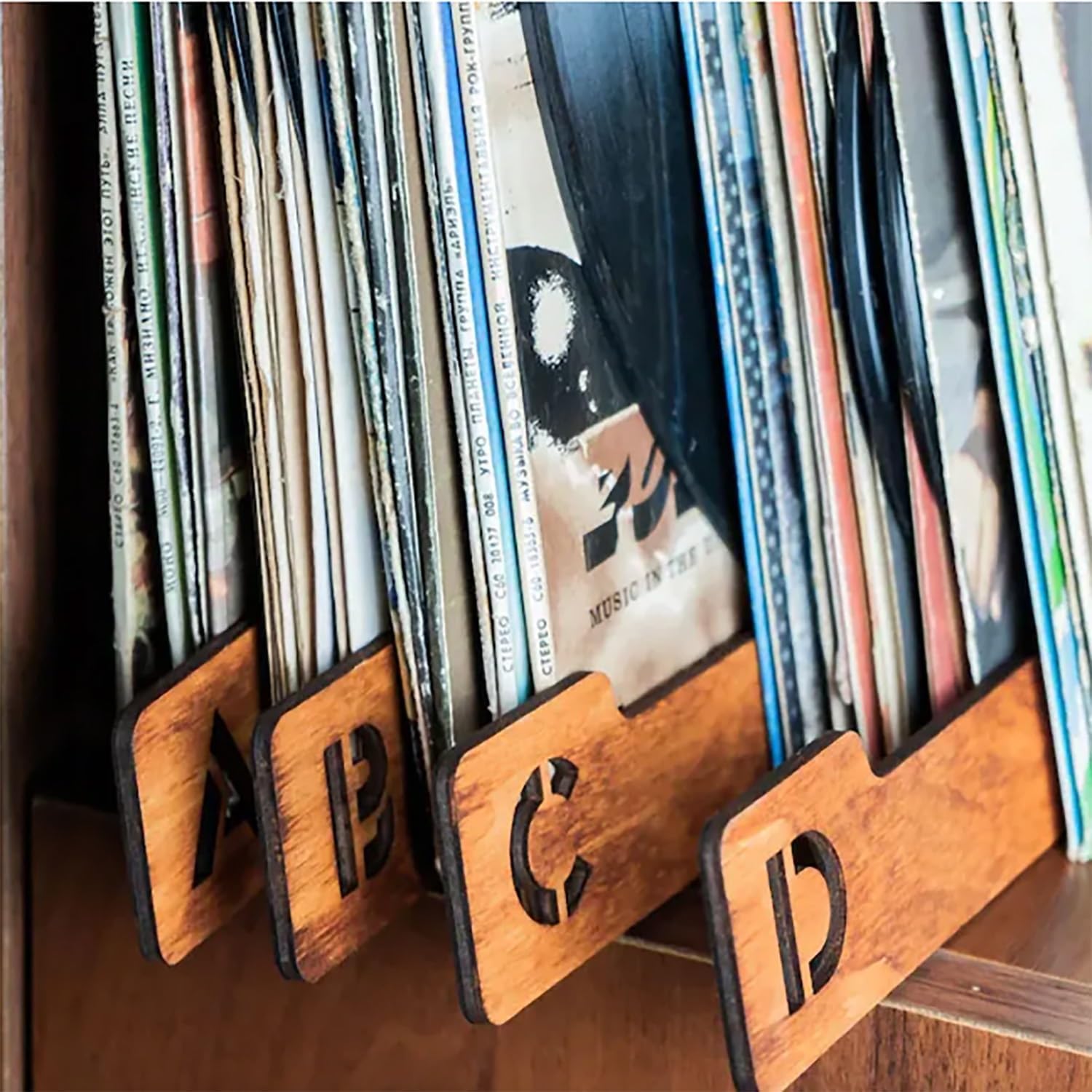 26 divisores alfabéticos de madera para almacenamiento de vinilo, 26 separadores de discos A-Z horizontales verticales, para álbumes, CD, DVD, libros multimedia, accesorios para entusiastas de la