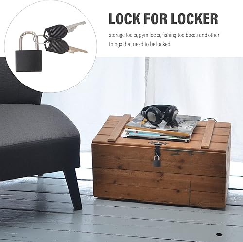 Miniatura 8 de Cerradura para casillero 2 piezas Llave para el candado trasero Reemplazo de almacenamiento de libros con mini cerradura negra Viaje Mm Joyería