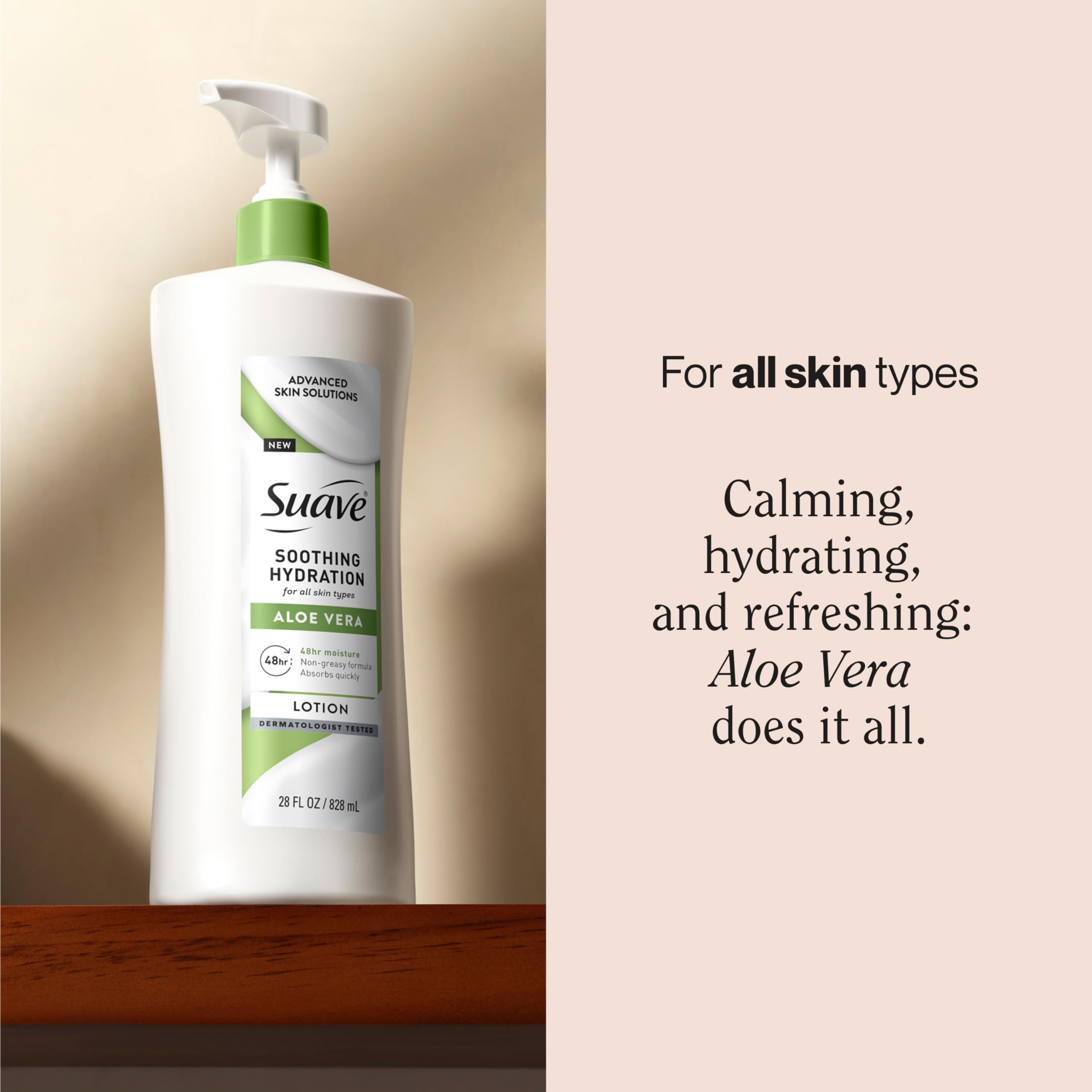 Suave Soothing Hydration Hand & Body Lotion with Aloe Vera, 28 fl oz, 4 Pack