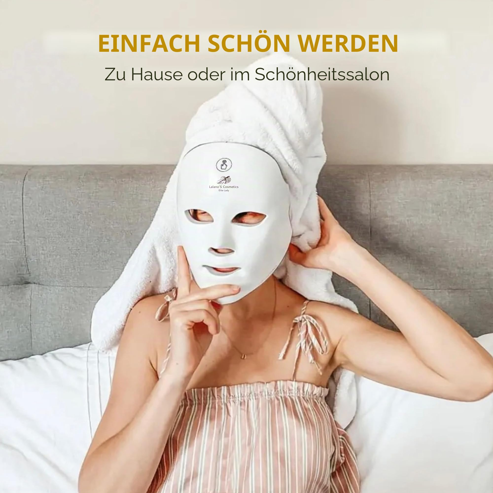 Lalano’S Cosmetics LED Gesichtsmaske 7 Farben – Anti-Aging, Akne & Hautstraffung – Lichttherapie, 112 LEDs, wiederaufladbar, CE-zertifiziert – Für Damen & Herren