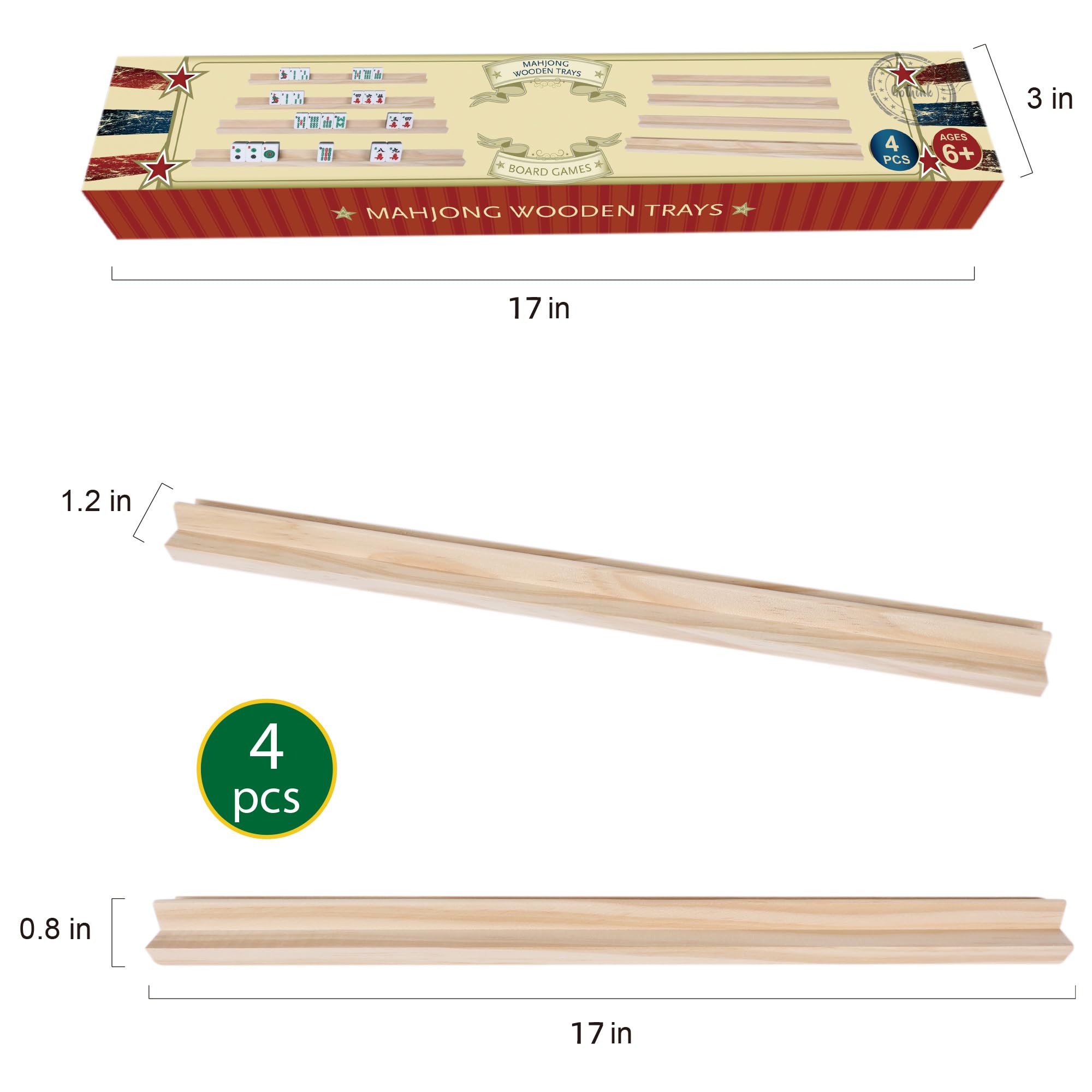 GOTHINK Zestaw drewnianych płytek i tacek mahjong