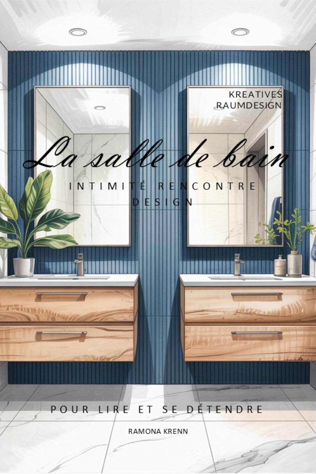 Meuble de salle de bain suspendu design et intime avec vasque en céramique
