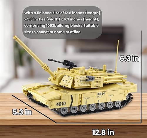 Miniatura 6 de US M1A2 tanque de batalla principal bloques de construcción militares ladrillos WW2 tanque del ejército modelo kits regalos para adultos (1053