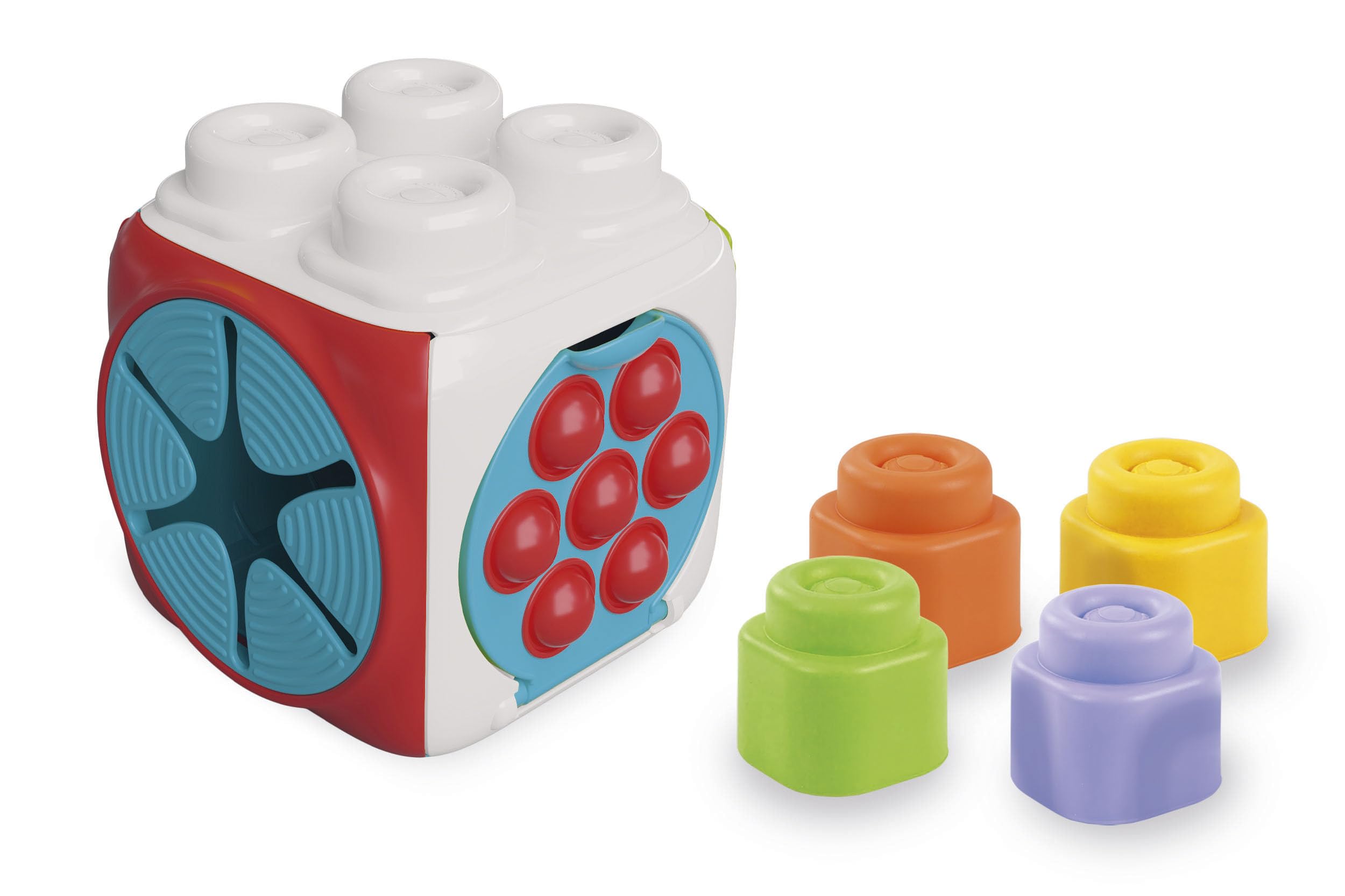 Clementoni- Soft Sensory Activity Cube-Set Costruzioni Prima Infanzia, Mattoncini Morbidi Clemmy, Blocchi Bambini 6 Mesi, Gioco Sensoriale, Impilabili E Lavabili, Made in Italy, Multicolore, 17902