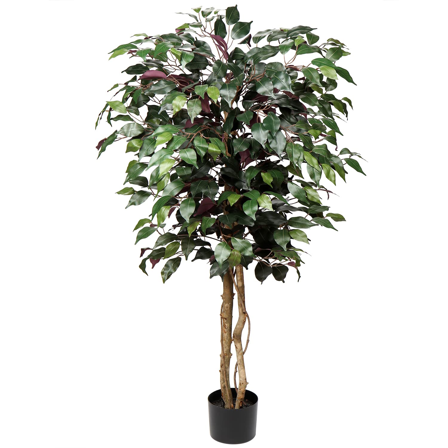 Briful 4 Feet Artificial Ficus Tree Fake Tree Decorative Artificial Trees for Living Room, 121CM Tall Fake Plants Artificial Plants Indoor for Home Décor Office Decoration