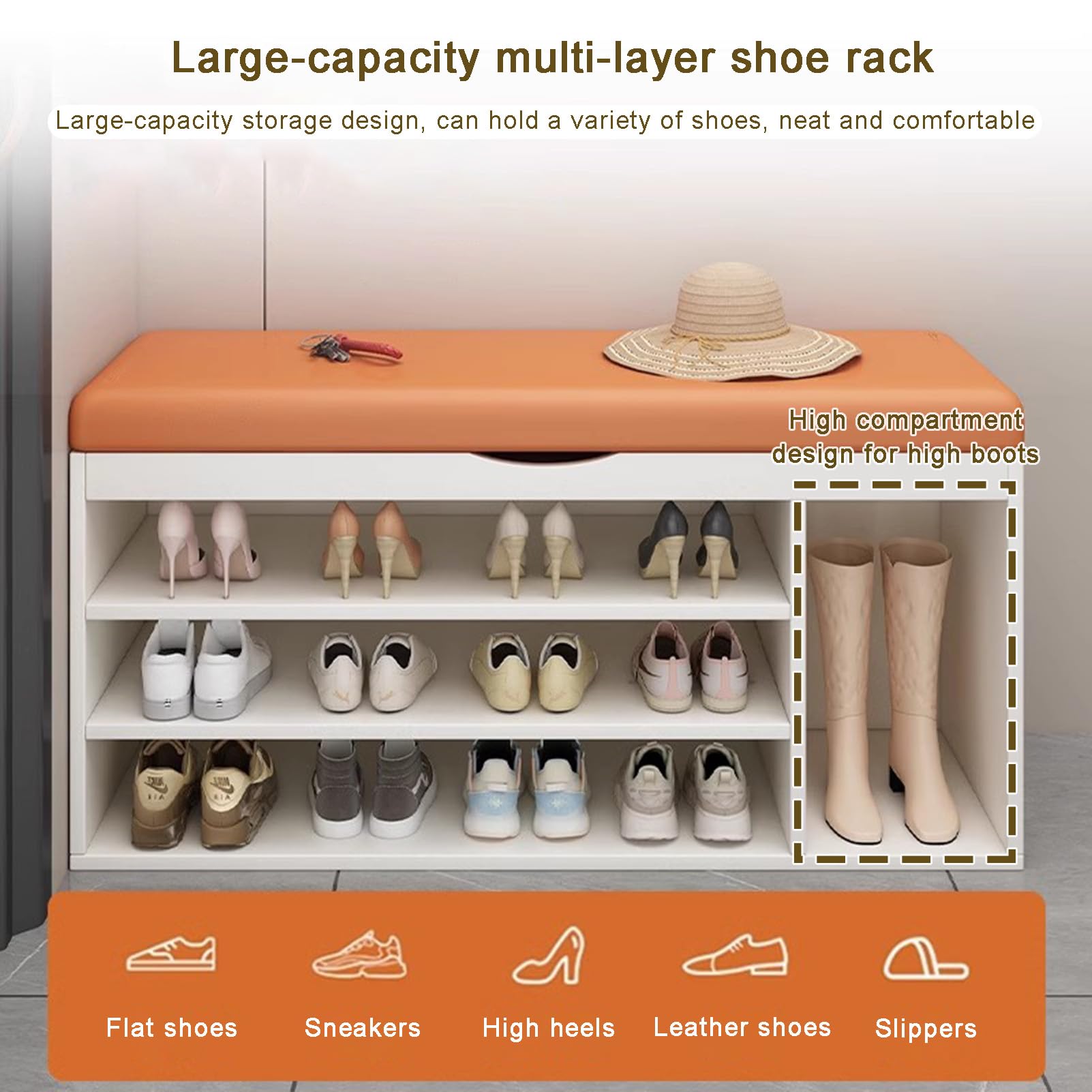 Panca da Ingresso con Cuscino e vano Porta Scarpe, mobiletto Organizer con Coperchio sollevabile per corridoio e Soggiorno, Elegante scaffale con Seduta Comoda, Design salvaspazio