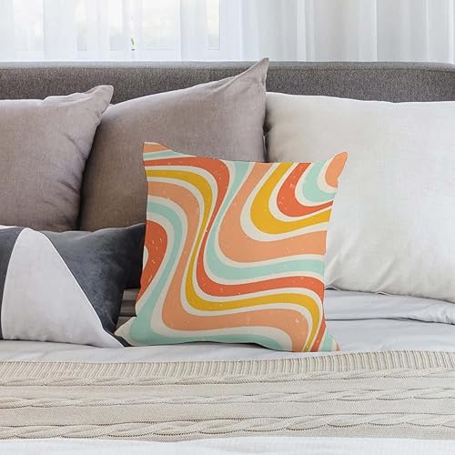 Miniatura 5 de Fundas de almohada retro de los años 70 con diseño de remolinos rosados y anaranjados de 18 x 18 pulgadas, acogedora funda de almohada estética