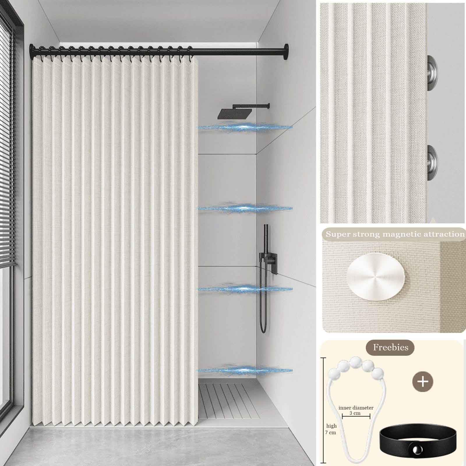 Ele Home Det - Asta pieghevole per porta, oscurante, con chiusura magnetica, ideale per armadi, 150 x 200 cm