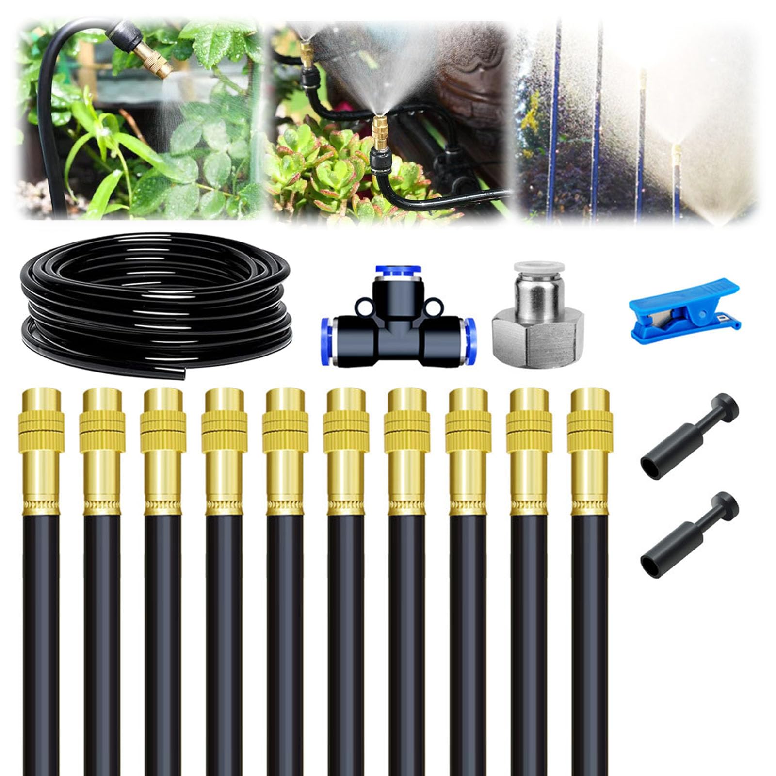 Drip Irrigation System, 360° Bendable Automatic Watering System, Greenhouse Drip Irrigation Kit Plant Watering Devices, Irrigation Sprinkler System for Garden (10 Nozzles Kit with 32.80Ft Hose)
