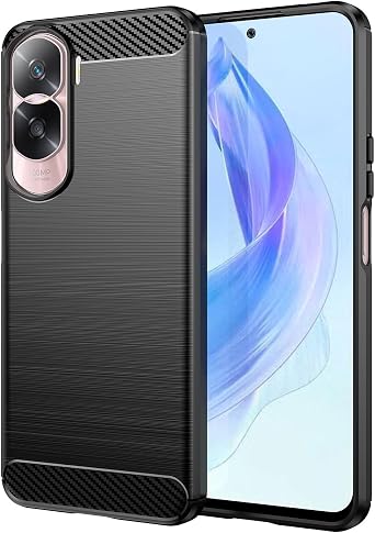 Case for Honor 90 Lite,Honor X50i Case,TPU Carbon Fiber Soft Silicone Bumpers Protective Cover Anti-Scratch Shockproof Heavy Duty Phone Case for Huawei Honor X50i 5G/Honor 90 Lite 5G Lasi Black