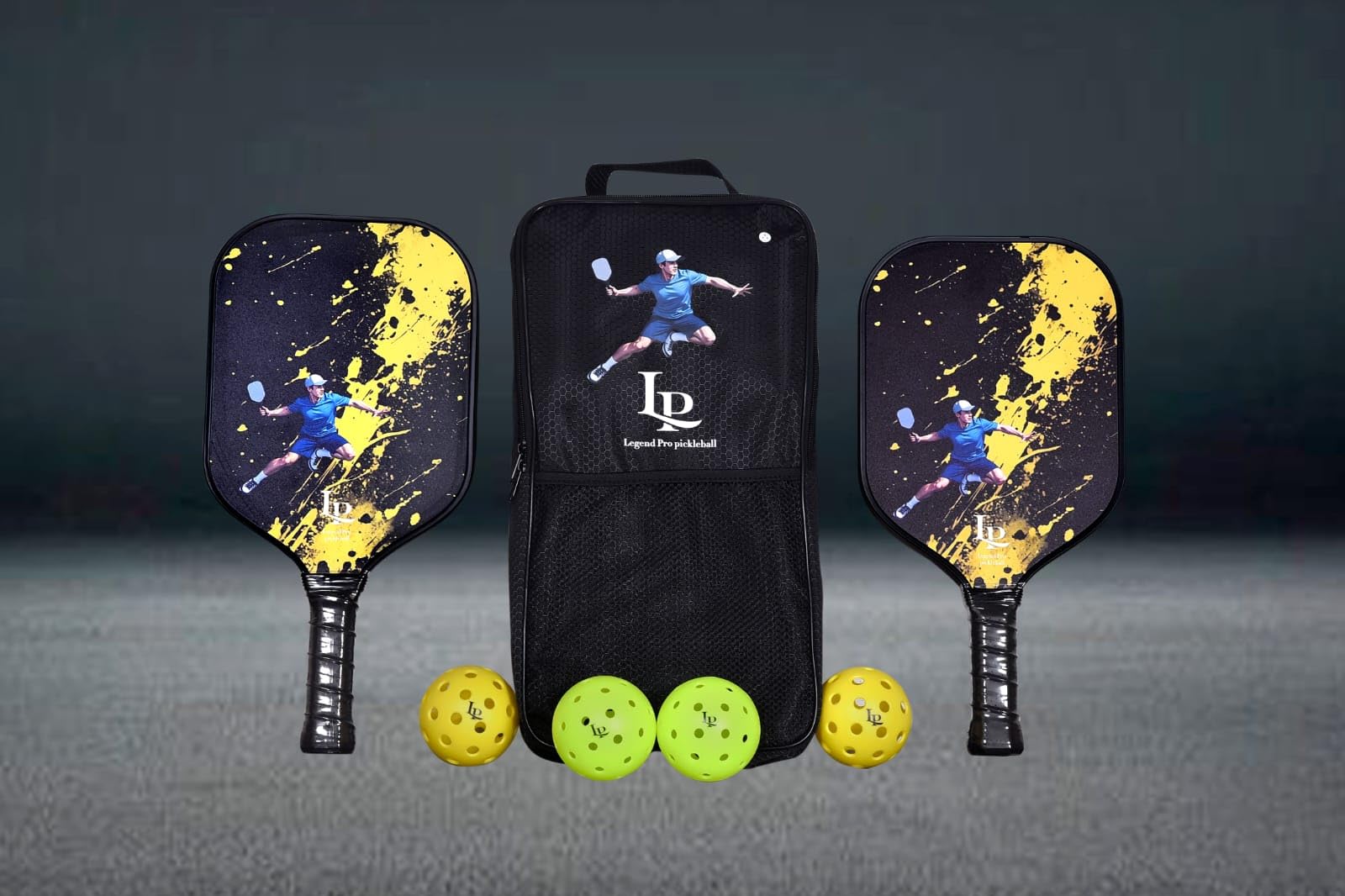Legend PRO - Fiberglass Paddle Set with UV Printing |USAPA Approved| Protecting Your ARMS| Durable Yet Lightweight|Vibration Cushioning|Enhanced Control|Responsive Feel(Pack of 02 Paddles & 04 Balls)-image-5