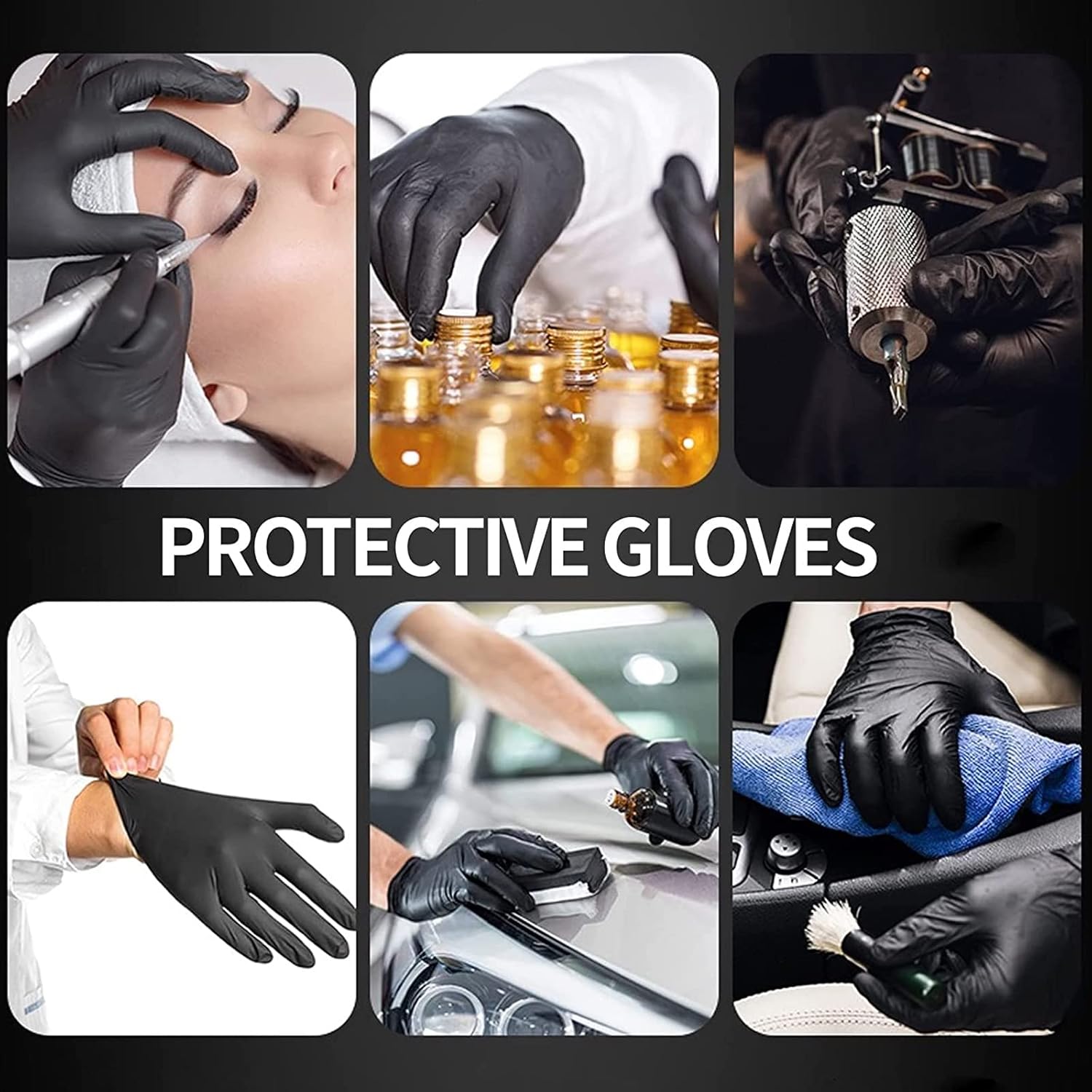 Jointown 5.5 Mil Nitrile Exam Gloves, Medical Black Gloves Disposable Latex Free Medium Powder-Free For Exam, Mechanic