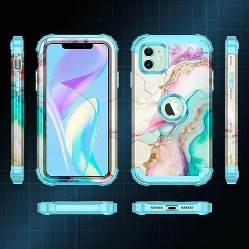 Miniatura 3 de Casetego Funda para iPhone 11, paquete de 2 protectores de pantalla templados + 2 protectores de lente de cámara, a prueba de golpes, tres capas,