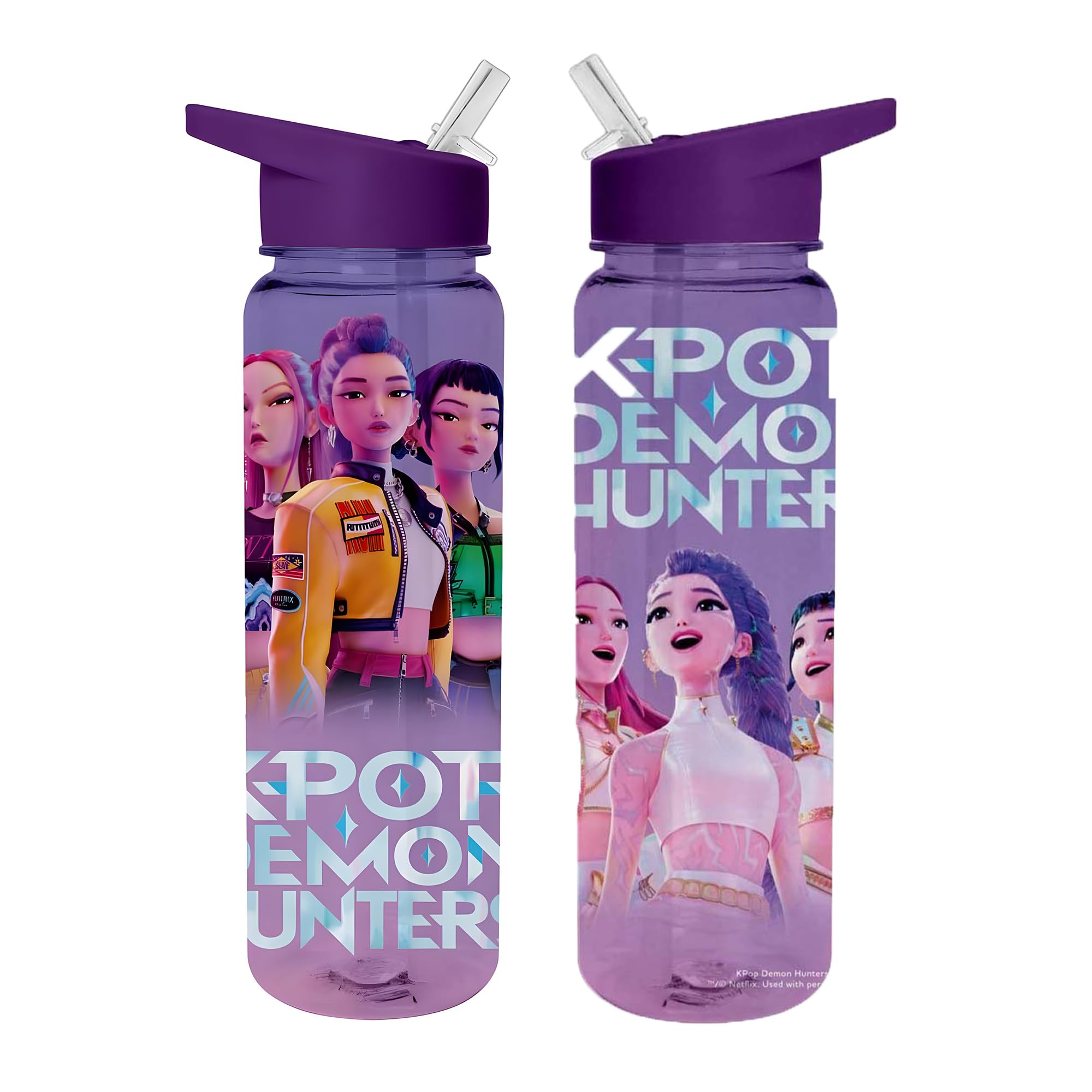 Kids 750ML/25OZ Water Bottle with Straw,K-pop Cartoon Pattern Girls Water Bottle,Leakproof Kids Water Bottles With Handle,Drinks Bottle for School,Holiday,Travel,Party & Birthday Gift