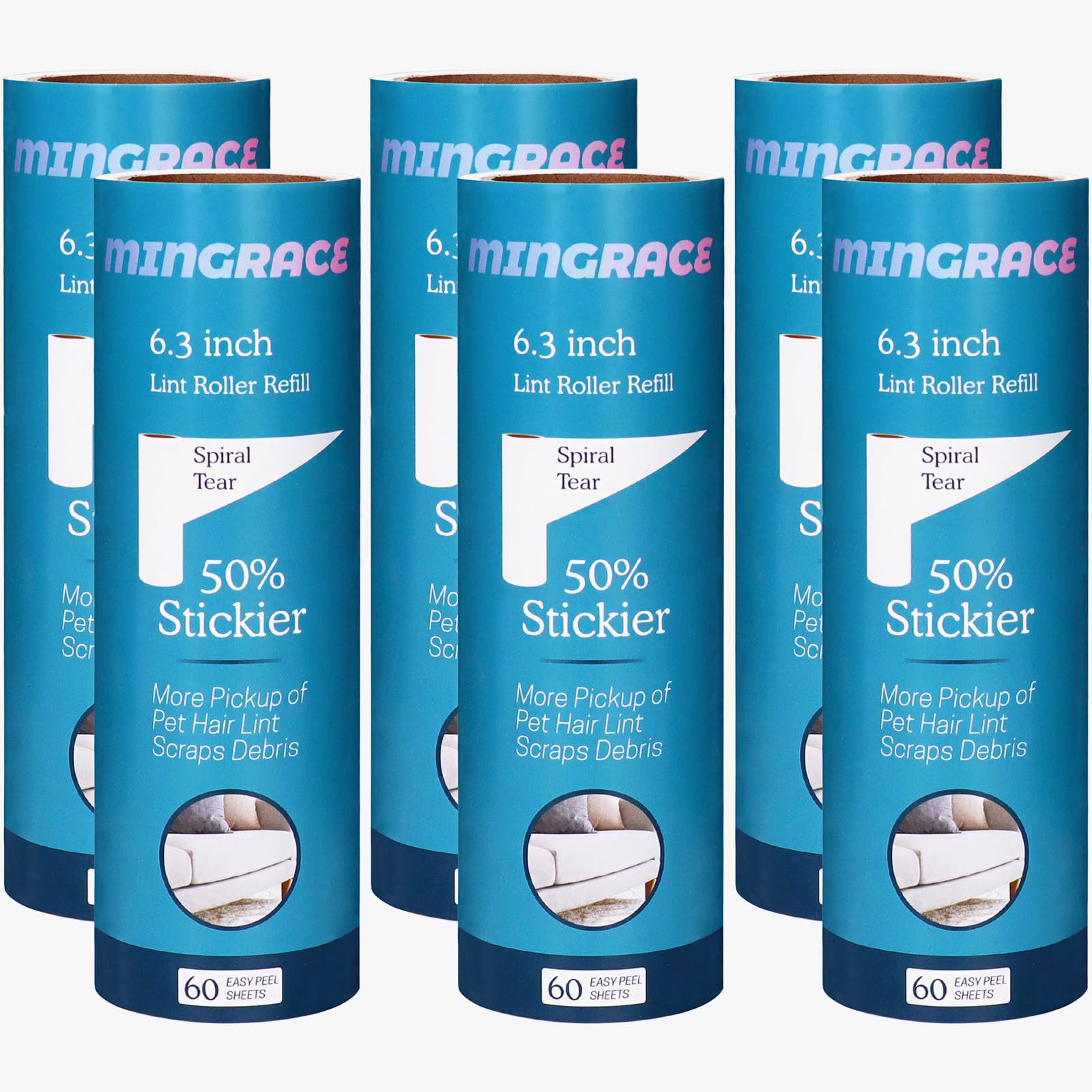 Ricariche per rullo lanugine da 10,2 cm, 11,7 cm, 16 cm, 23,9 cm, 20,3 cm, 25,4 cm, grande, grande, grande, 50% adesivo (16 cm)